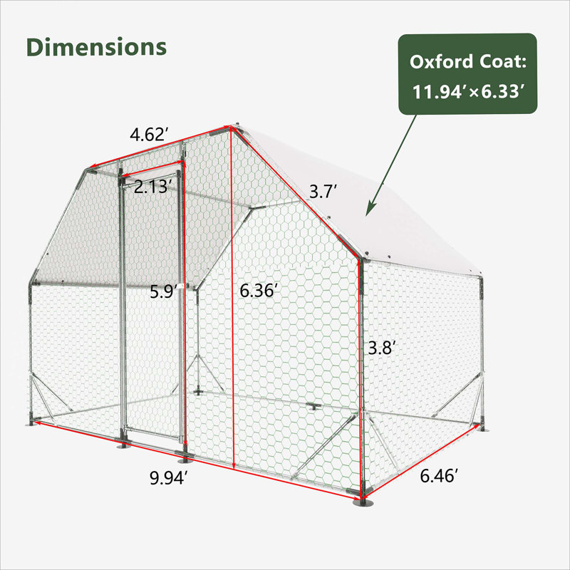 Poulailler en métal polyvalent pour divers animaux de compagnie avec construction durable et housse imperméable