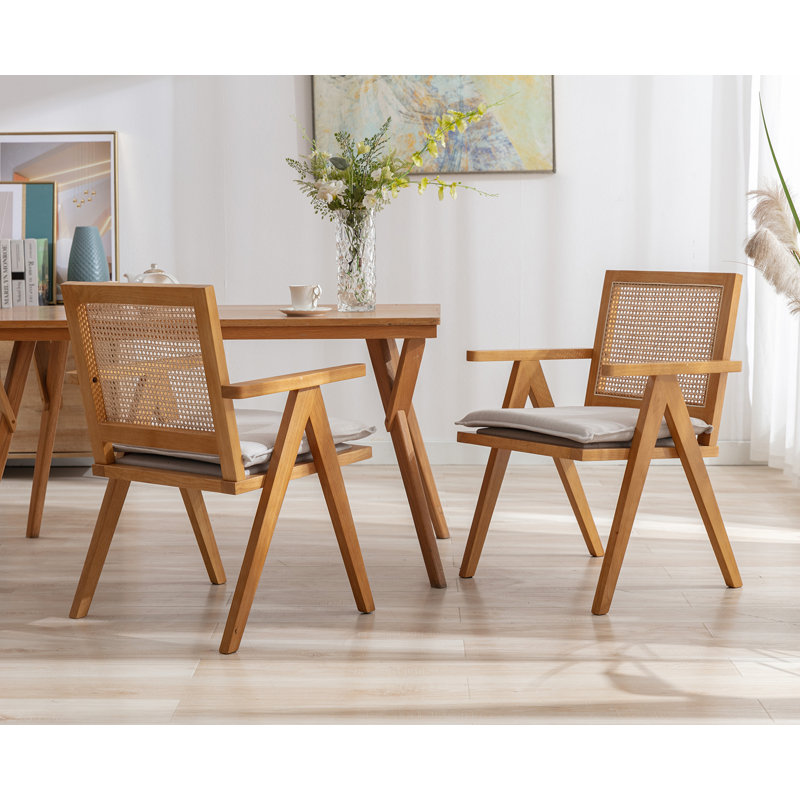 Umina Solid Back Arm Chair, Beige, Natural