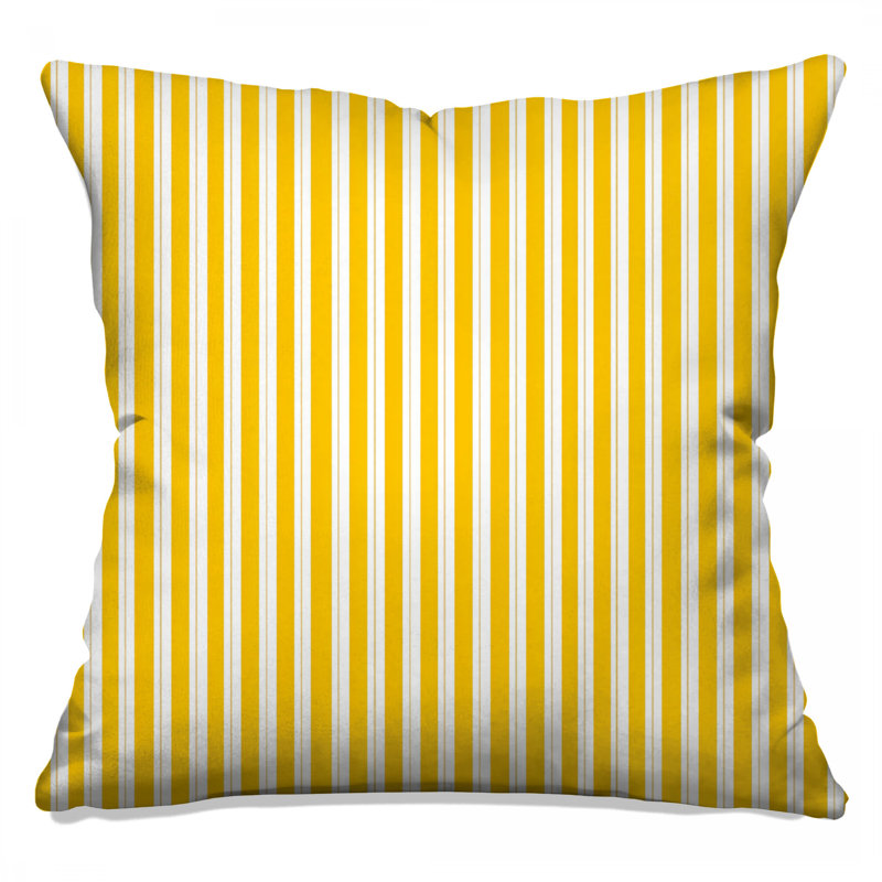 Coussin décoratif à rayures jaunes, 16 po x 16 po