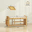 Banc de rangement pour chaussures avec siège rembourré, entrée moderne en bambou naturel