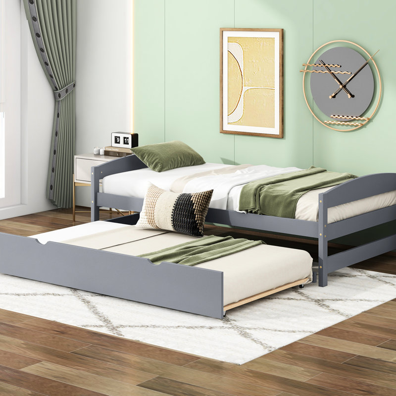 Lit plateforme simple avec gigogne en gris