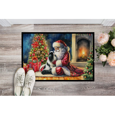Japanese Chin and Santa Claus Doormat