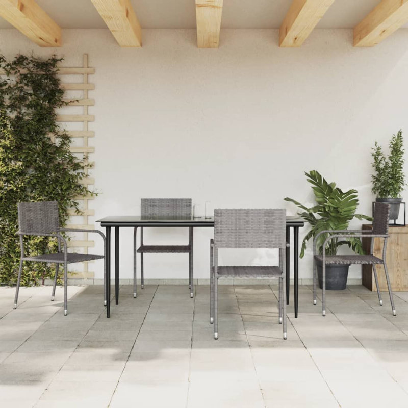 Rosalind 4 - Person Patio Dining Set Rectangular Table, Grey