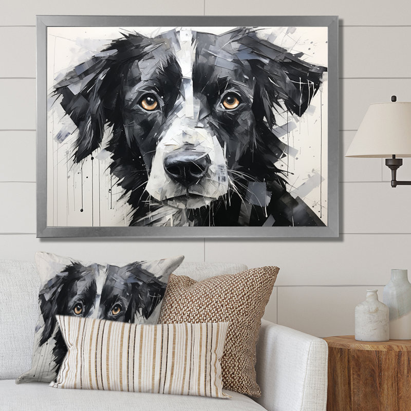 Sarabi, portrait de chien sur toile, H 12 po x l 20 po x P 1 po, Cadre de coin argenté fermé