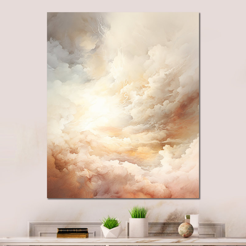 «Beige Cloud Minimal Expression» sur métal, H 20 po x l 12 po x P 1 po