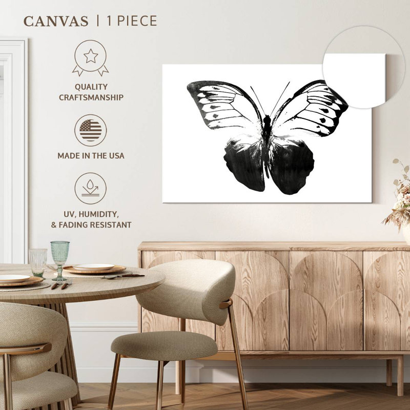 Brampt Black And White Butterfly, 32" H x 48" W