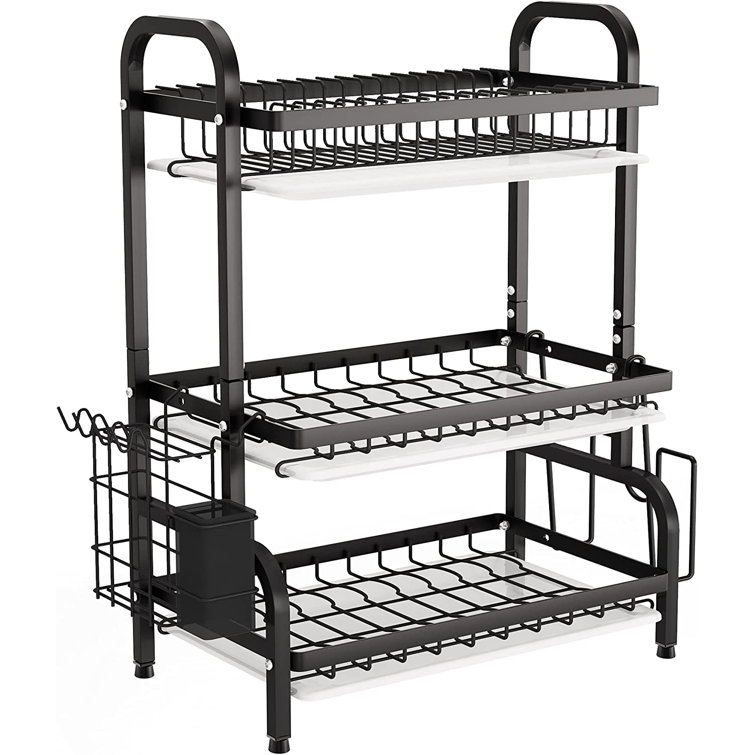 Dish Drying Rack - 1Easylife 2 Tier Large Kitchen Dish Rack with Removable  Drainboard 