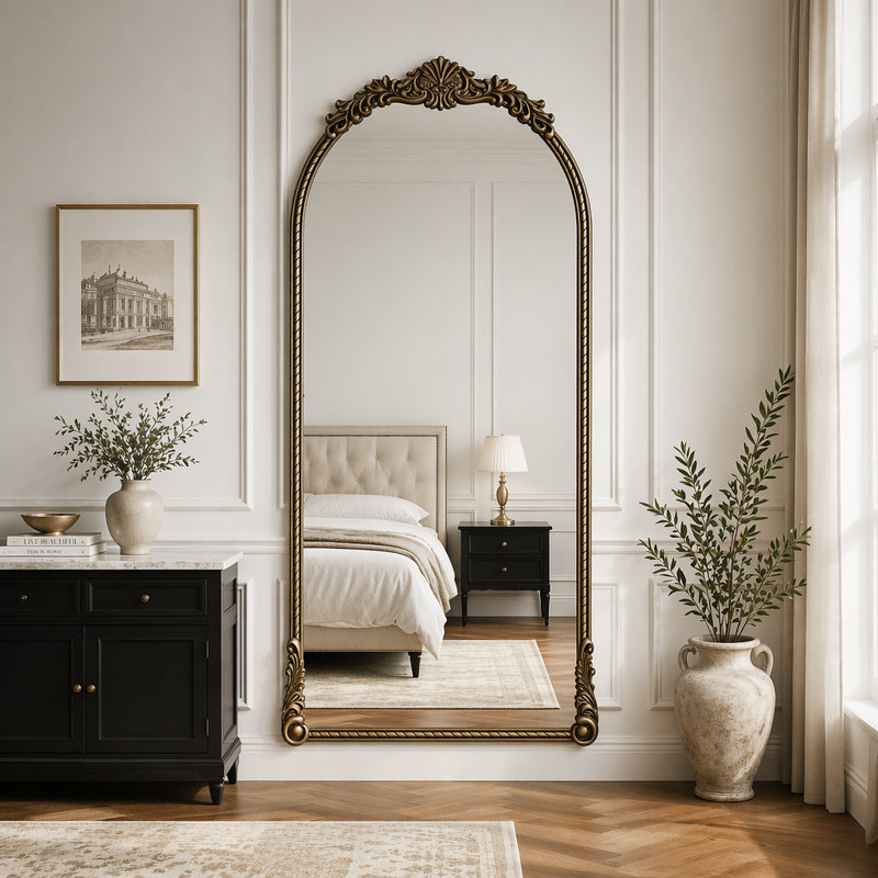 Miroir en relief ovale rétro 73,33 pouces, décoration murale élégante, antirouille et incassable