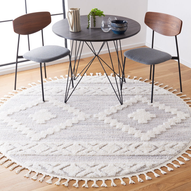 Tapis ivoire / beige Hugley, Rond 6 pi 7 po