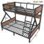 Lit superposé en métal industriel Fynora avec tablettes de rangement, éclairage intégré, conception silencieuse et détails à grain de bois-125427628-125427634