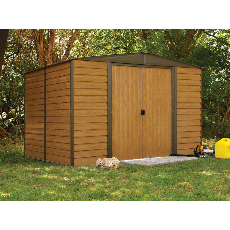 Woodridge 10 x 8 ft. Steel Storage Shed Woodgrain