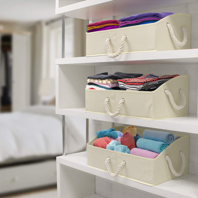 Sorbus Storage Bins [3-Pack] Fabric Storage Baskets, Foldable Closet Organizer Trapezoid Storage Box (Beige)