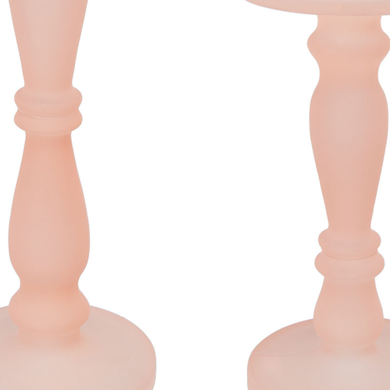 14'' H Glass Tabletop Candlestick, Pink