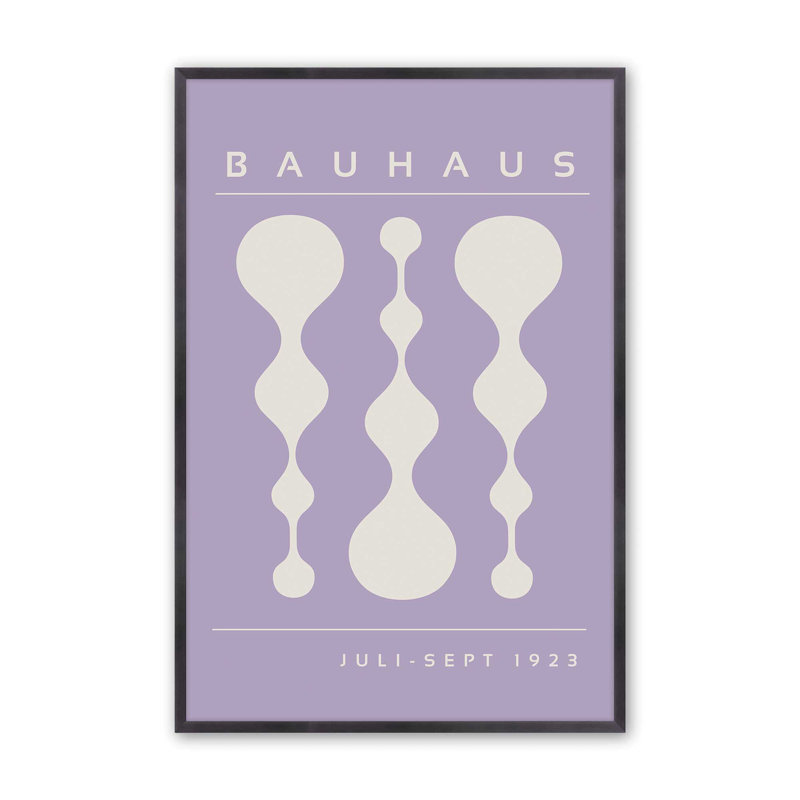 Affiche mauve rétro Bauhaus II, Zinc patiné, H 15,25 po x l 12,25 po