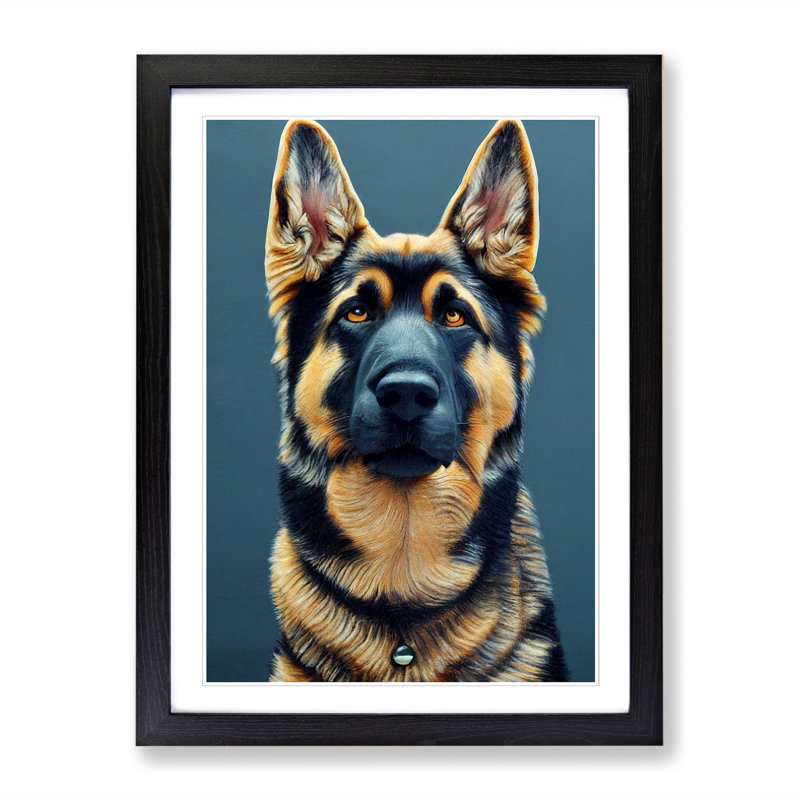 FRM-V0523-1070X German Shepherd Portrait Vol.4 - Picture Frame Print, Black Framed, 34cm H x 25cm W