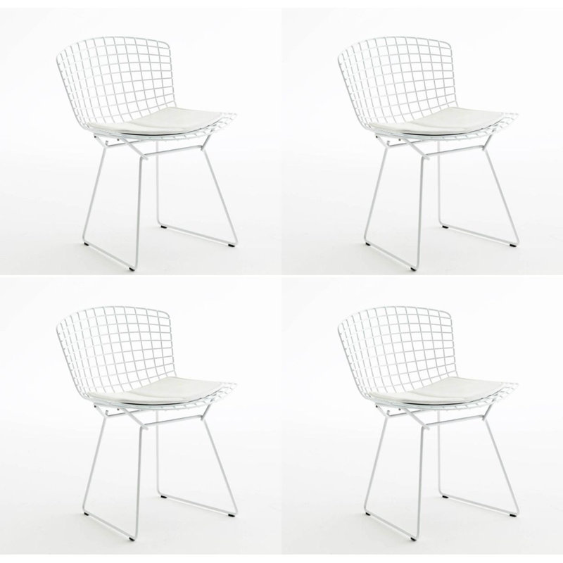 Chaise d'appoint de patio avec coussin Miskell, Blanc