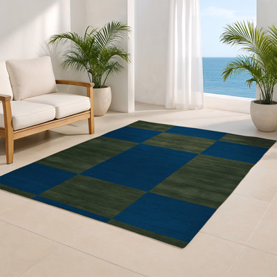 Tapis d'intérieur et d'extérieur à carreaux vert
