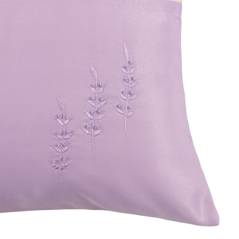Floral Square Cushion Cover, Purple/Beige