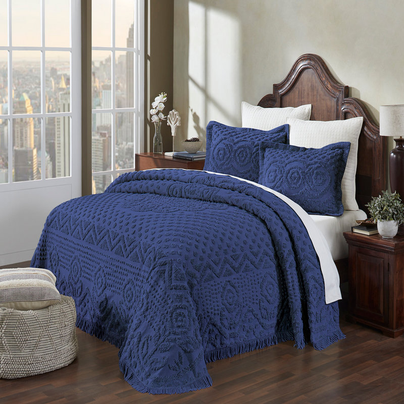 Heirloom Collection Machine Washable 100% Cotton Chenille Coverlet / Bedspread Lush & Comfortable Bedding Medallion Pattern Fit All-Season