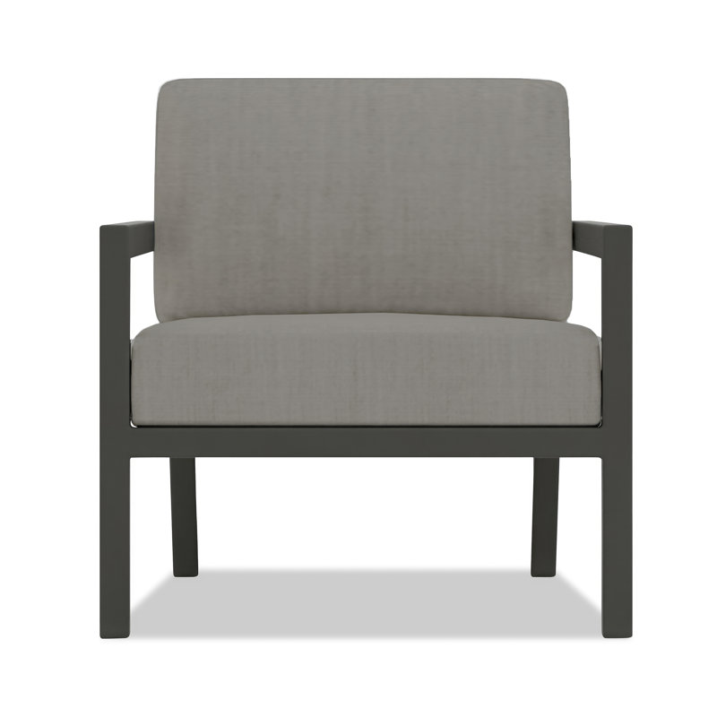 Vivant Patio Chair with Sunbrella® Cushions, Canvas Charcoal Sunbrella® Canvas, White