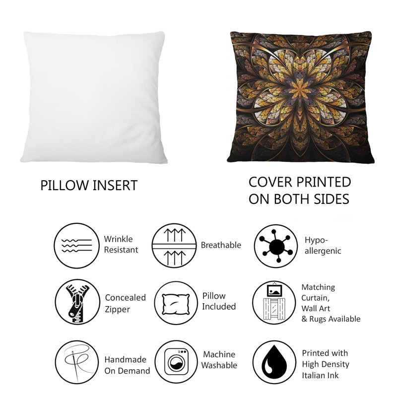 Coussin décoratif lumineux et chaud avec fleurs fractales