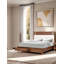 Mid-Century Modern Queen Size Bed W Storage Drawers Walnut Solid Wood Upholstered Hb Reading Light Bedroom Furniture-1917230399
