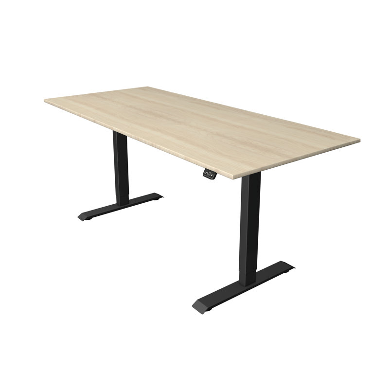 Adjustable Metal Base Standing Desk, 123cm H x 180cm W x 80cm D, Maple, Black