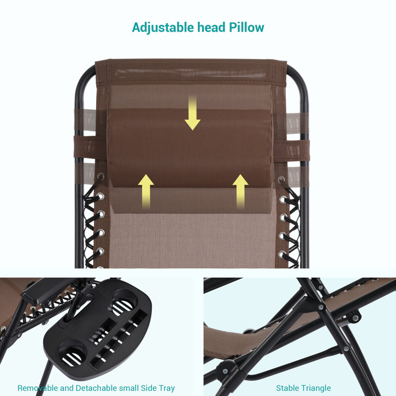 Fauteuil inclinable 2 pièces pour fauteuil de patio inclinable sans gravité, Brun