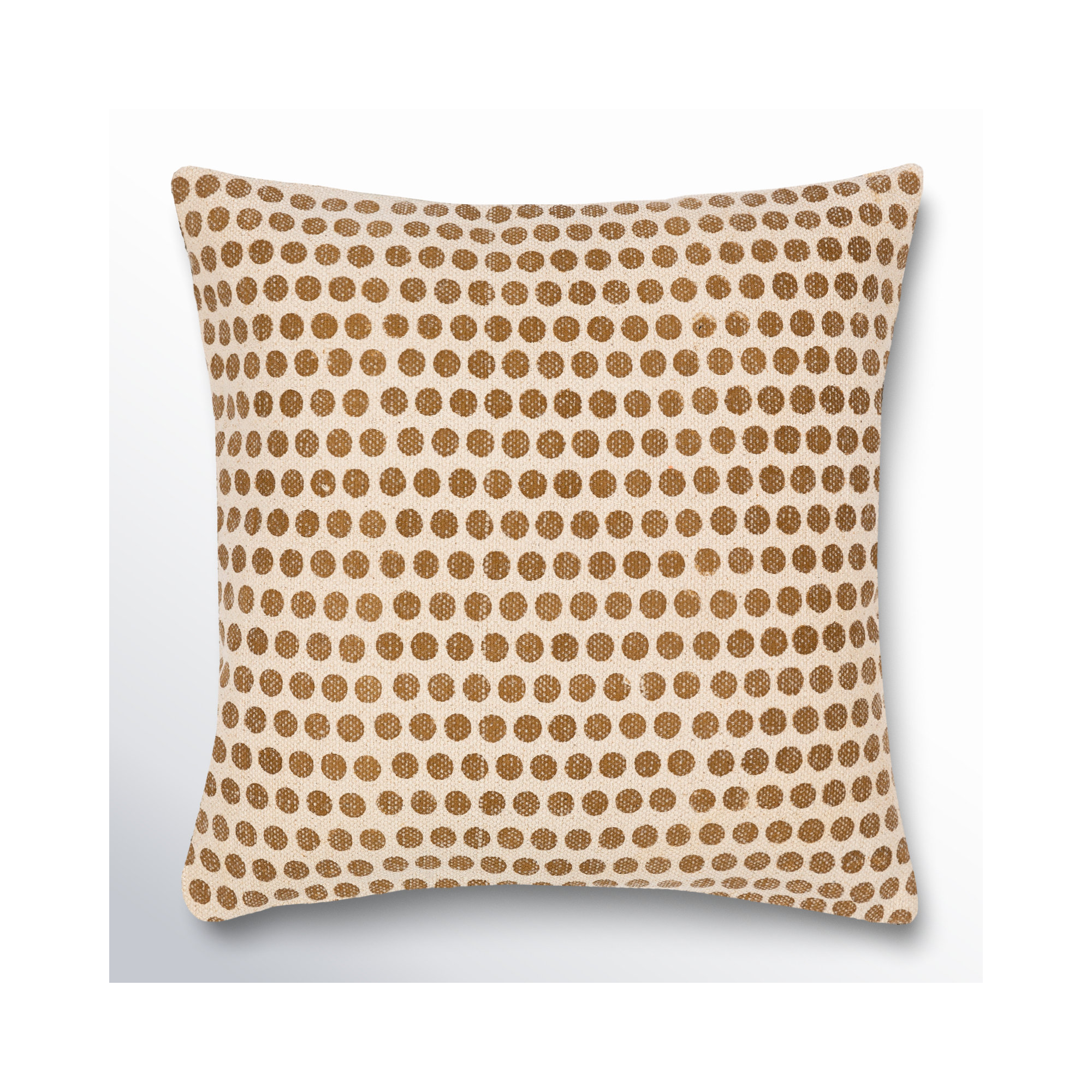 Zetta Polka Dots Cotton Throw Pillow, Polyester/Polyfill, 20" x 20", Light Beige/Tan
