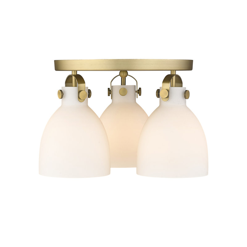 Smeltertown Glass Flush Mount, Brushed Brass, Matte White