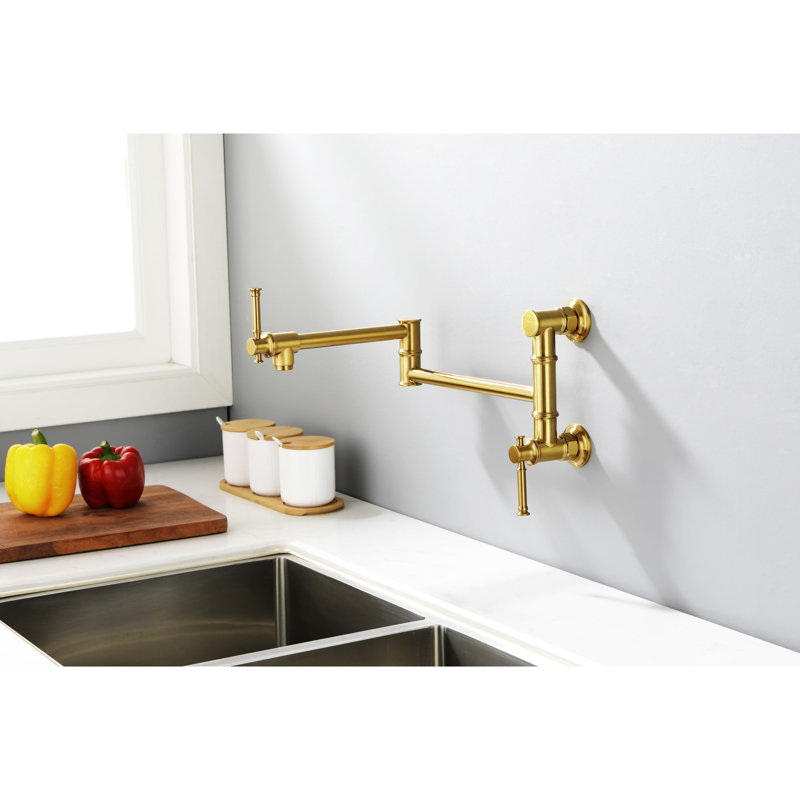Robinet remplisseur mural - robinet en laiton avec bras pivotant en or brossé pour un remplissage facile, un contrôle précis du débit d'eau, une sortie pratique
