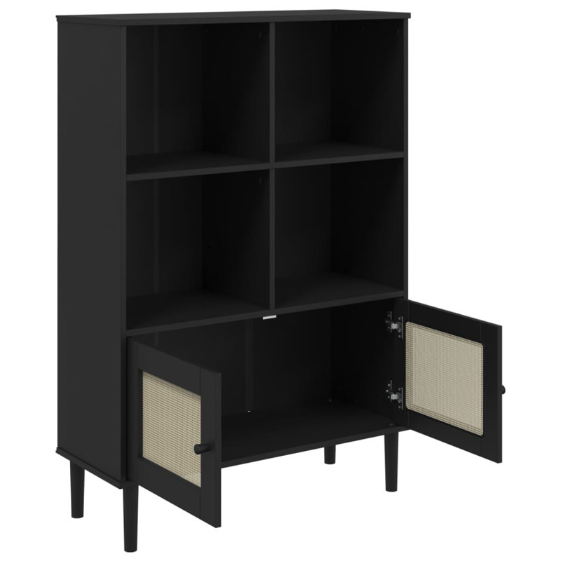 Algernard 130cm H x 90cm W Standard Rattan Look, Black 