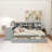 Wooden L-Shape Daybed With Seven Storage Cabinets And Two Storage Drawers, Multi-Functional Bed With Study Desk And Built-In Bookshelf-113914647-111514415