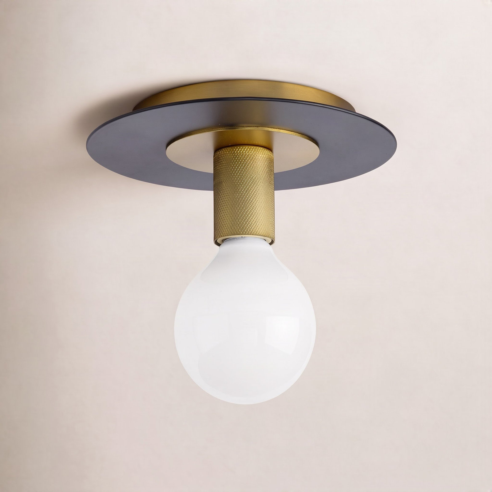 Single Light Semi Flush Mount, Brushed Bronze