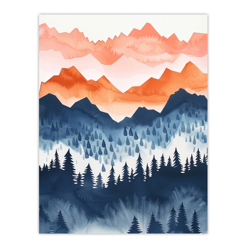 Misty Patagonia Forest Blue Watercolour Wall Art Print