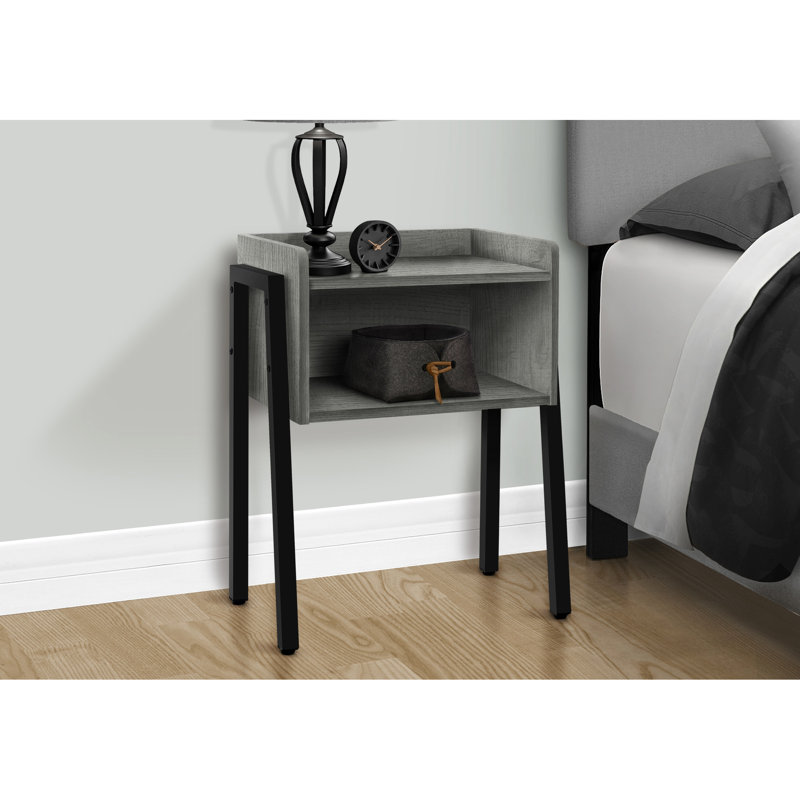 Table de bout en stratifié gris avec pieds en métal et finition élégante pour tout espace de vie