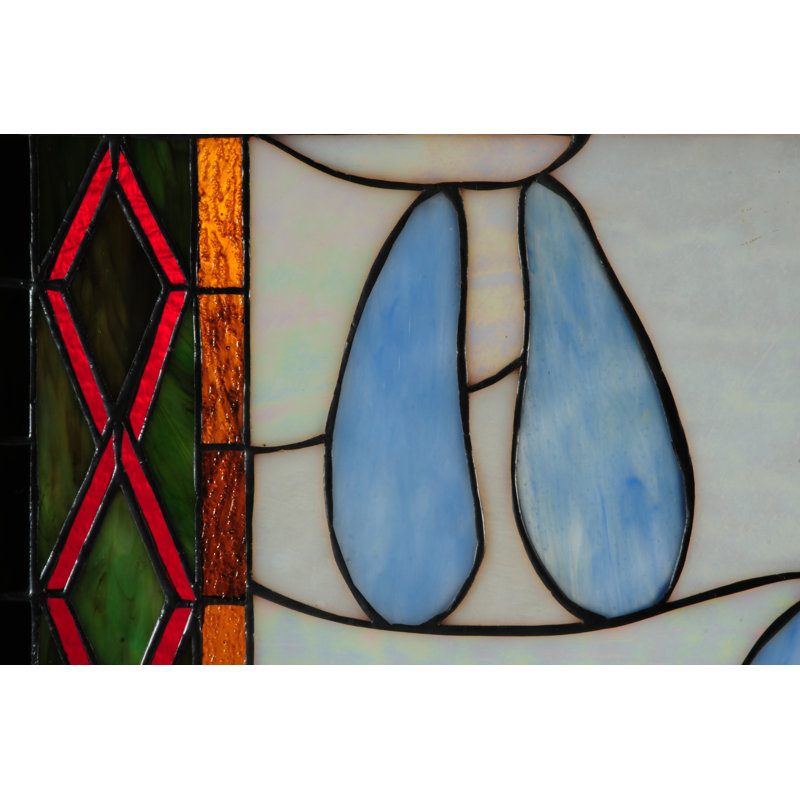 Deer and Cougar Tracks Stained Window Panel