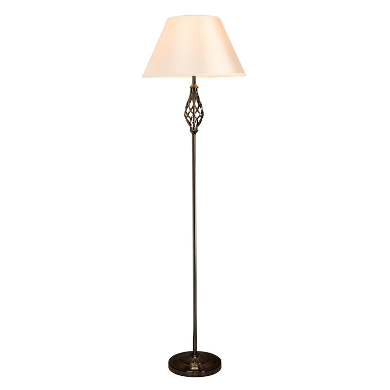 Bratton 155cm Traditional Twist Pewter Black Floor Lamp