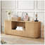Meuble télé 64 pouces, buffet arrondi avec rangement, armoire à rayures verticales en bois pour une utilisation polyvalente dans le salon / la chambre à coucher / le vestibule