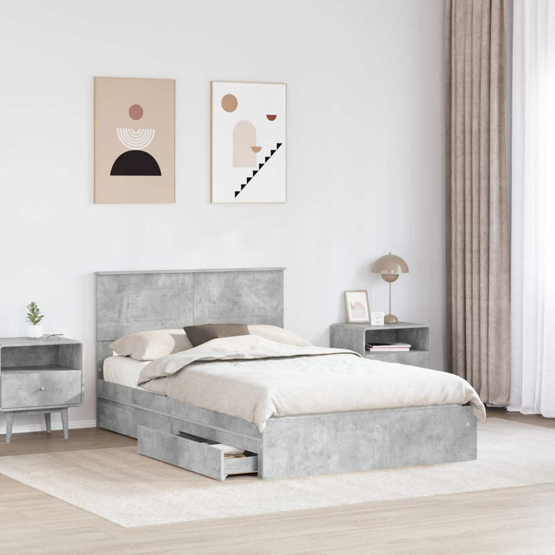 Bed Frame, Double (4'6), Concrete Grey
