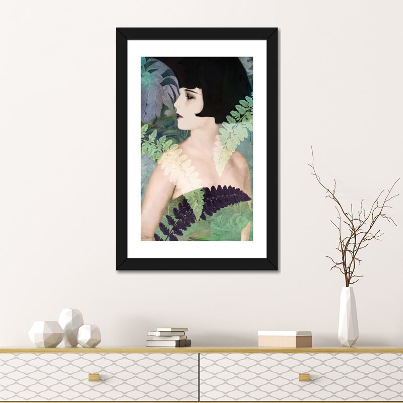 Portrait 14 par Catrin Welz-Stein - impression d'art graphique, H 24 po x l 16 po x P 1 po, Papier encadré noir, Blanc