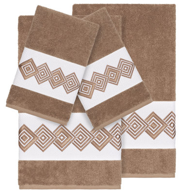 Noah Embellished 4 Piece Turkish Cotton Towel Set