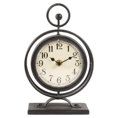 Analog Metal Quartz Movement / Crystal Tabletop Clock in Black