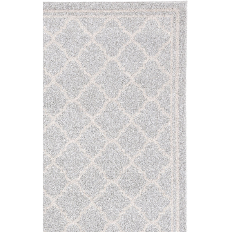Tapis géométrique Ammundsen, Carré 8 pi, Gris clair/beige