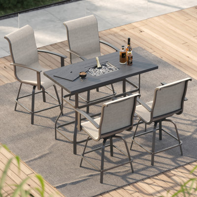 Ensemble de salle à manger pivotant pour 4 personnes avec table de bar