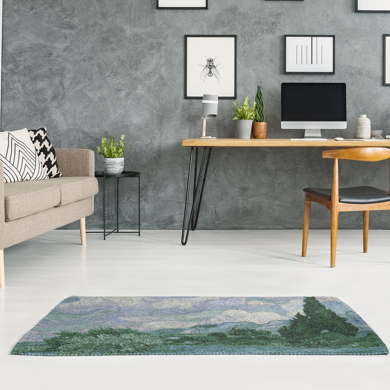 Tapis vert/bleu de chenille wheatfield, Rectangle 2 pi x 3 pi