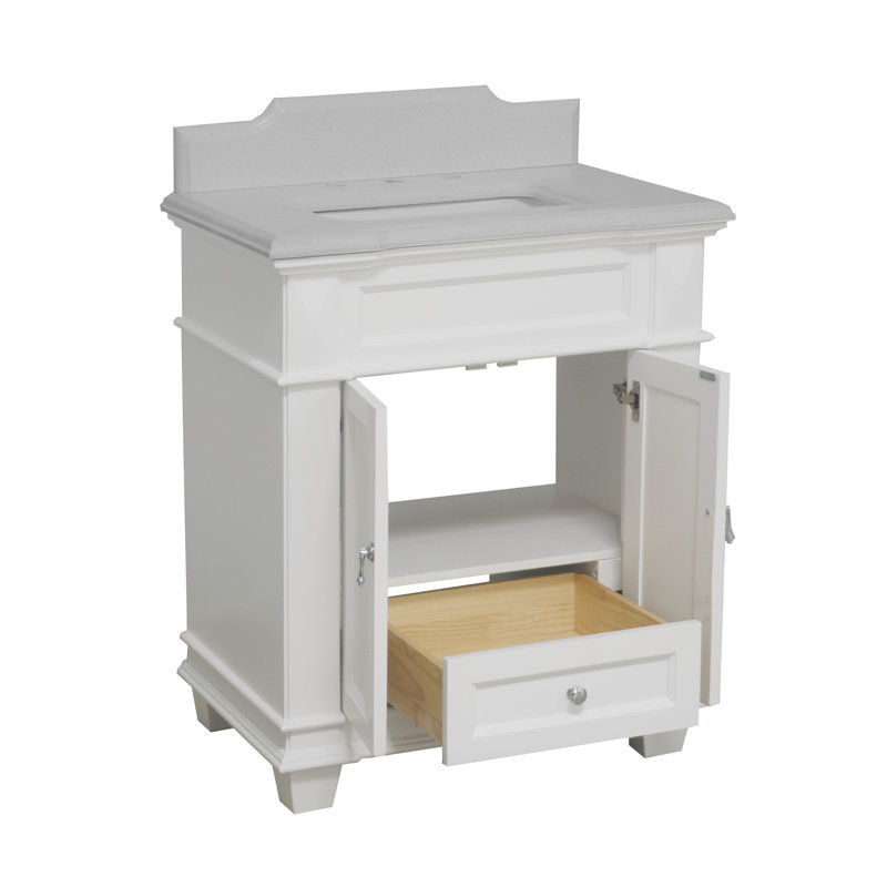 Aoibhin 30'' Single Bathroom Vanity with Top, White, Quartz