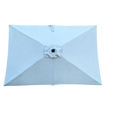 Parasol d'extérieur 6 pi x 9 pi, auvent avec manivelle et inclinaison faciles, parasol carré de jardin, nervures carrées, inclinaison à bouton-poussoir imperméable pour la piscine
