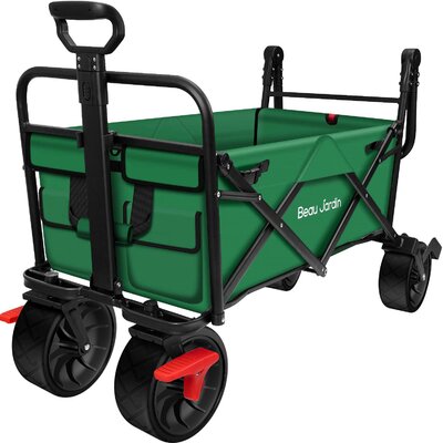 Collapsible Folding Beach Wagon Cart FoldableTerrain with Brake Utility Portable Rolling OutdoorÂ -  BEAU JARDIN, BG236