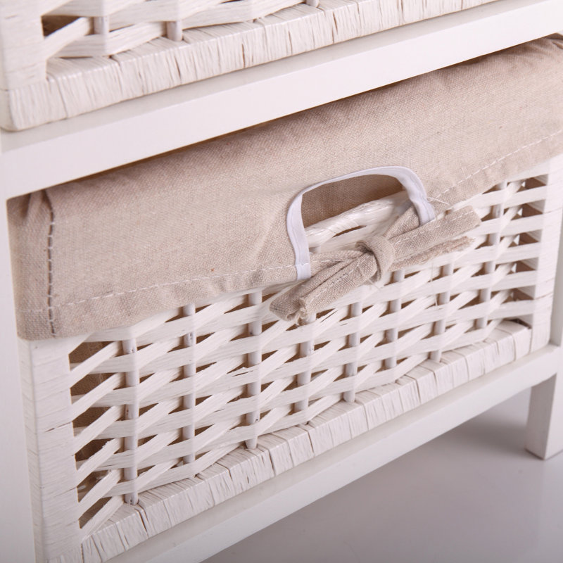 1-Drawer Nightstand with Two Removable Baskets, Storage Bedside Table